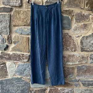 Reformation Blue Tencel Wide Leg Pleated Pants Size 8